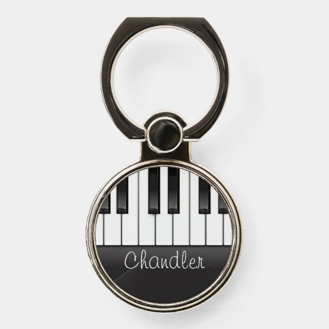 Personalized NAME Pianist Piano Keys Music Teacher Phone Ring Stand (Front)