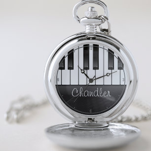 Personalized NAME Pianist Piano Keys Music Teacher Pocket Watch