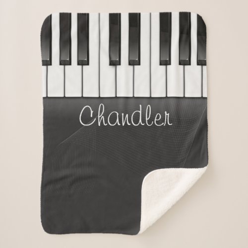 Personalized NAME Pianist Piano Keys Music Teacher Sherpa Blanket