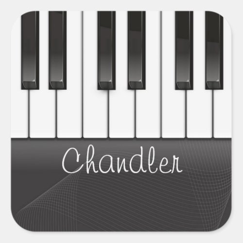 Personalized NAME Pianist Piano Keys Music Teacher Square Sticker