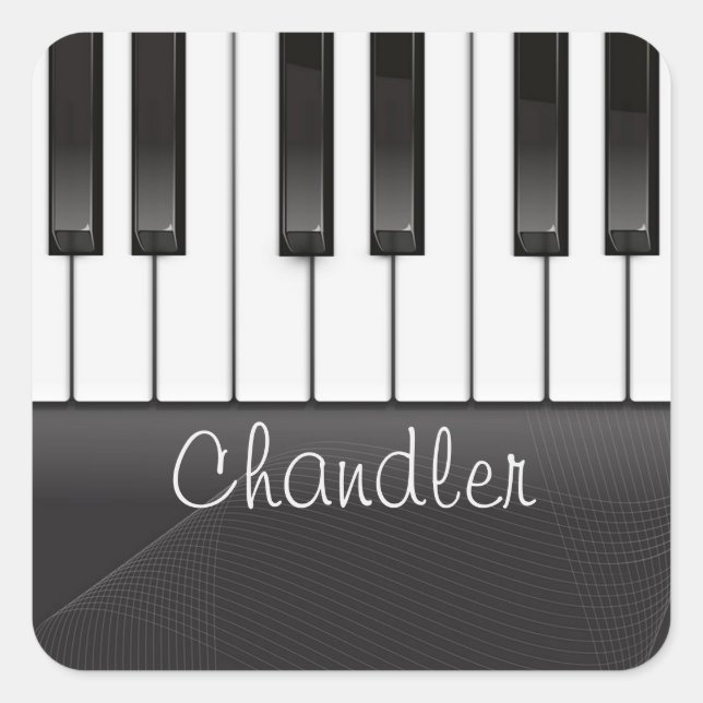 Personalized NAME Pianist Piano Keys Music Teacher Square Sticker (Front)