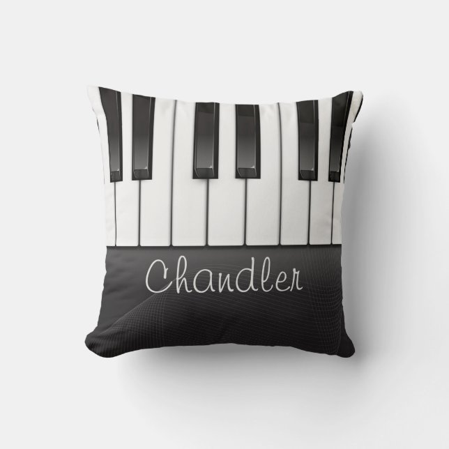 Personalized NAME Pianist Piano Keys Music Teacher Throw Pillow (Front)