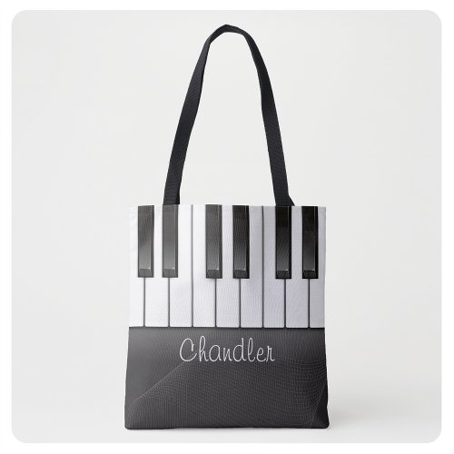 Personalized NAME Pianist Piano Keys Music Teacher Tote Bag