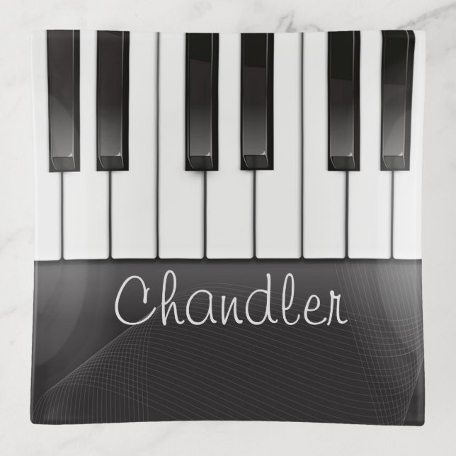 Personalized NAME Pianist Piano Keys Music Teacher Trinket Tray (Front)