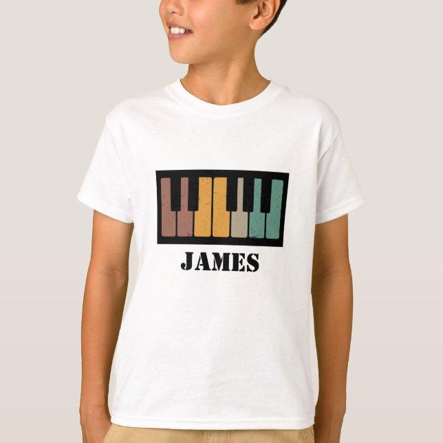 Personalized Name Pianist Piano Keys  T-Shirt (Front)