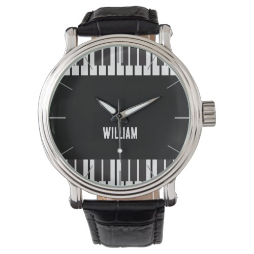 Personalized Name Piano Keyboard Musicians Watch