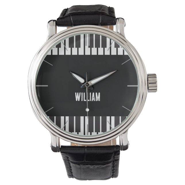 Personalized Name Piano Keyboard Musician's Watch (Front)