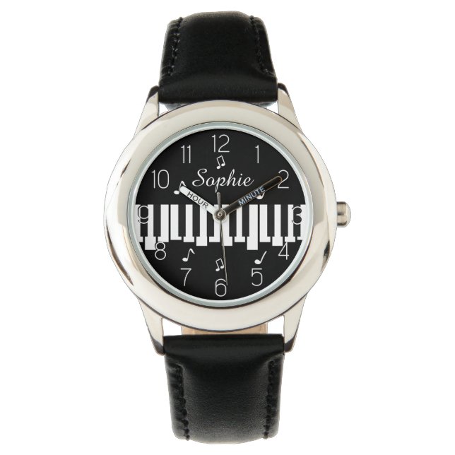Personalized Name Piano Keyboard Musician's Watch (Front)