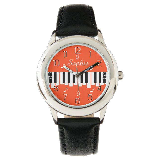 Personalized Name Piano Keyboard Musician's Watch (Front)
