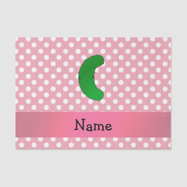 Personalized name pickle pink polka dots tissue paper (Front)