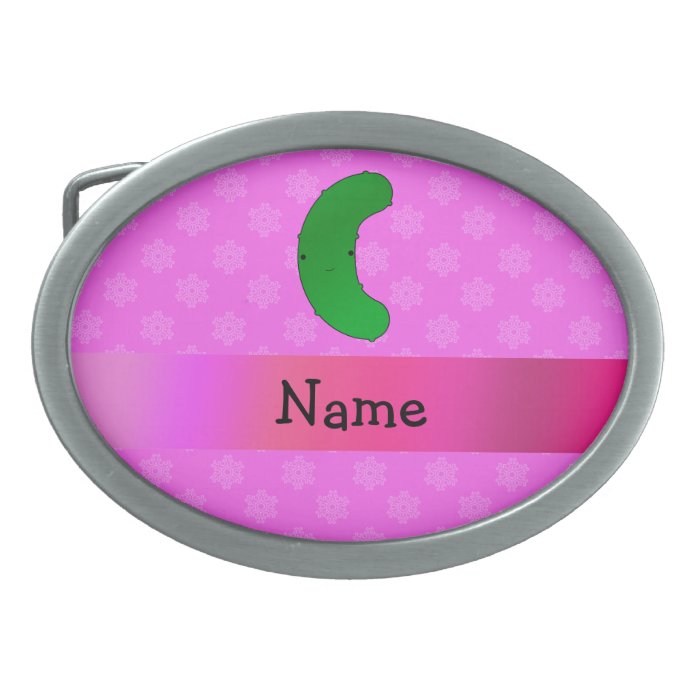 Personalized name pickle pink snowflakes belt buckle