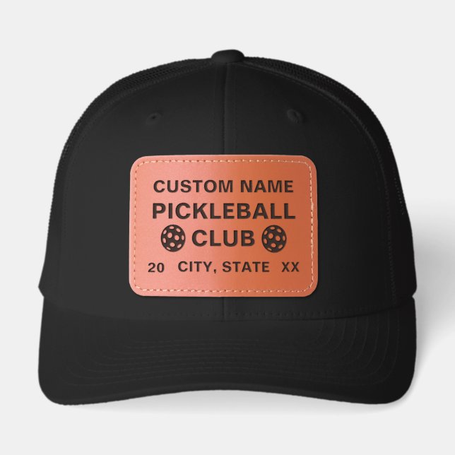 Personalized Name Pickleball Club Leather Patch Hat (Front)