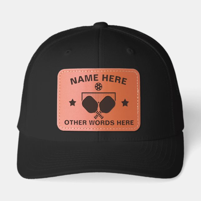 Personalized Name Pickleball Club Leather Patch Hat (Front)