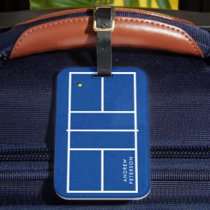 Personalized Name Pickleball Court Blue Luggage Tag