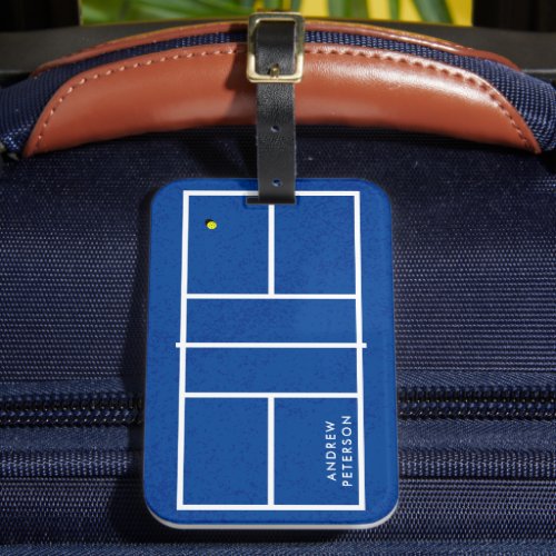 Personalized Name Pickleball Court Blue Luggage Tag