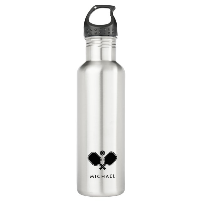 Personalized Name Pickleball Player  Stainless Steel Water Bottle (Front)