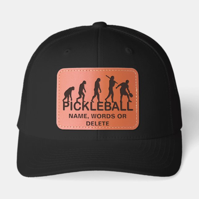 Personalized Name Pickleball Sport Evolution Leather Patch Hat (Front)