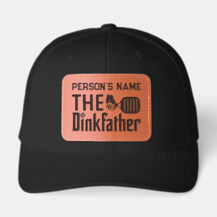 Personalized Name Pickleball Sport The Dinkfather Leather Patch Hat