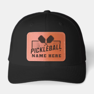 Personalized Name Pickleball Sports Leather Patch Hat