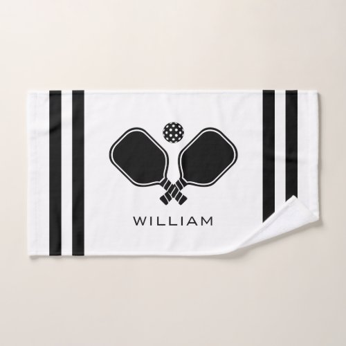 Personalized Name Pickleball White Stripes Hand Towel