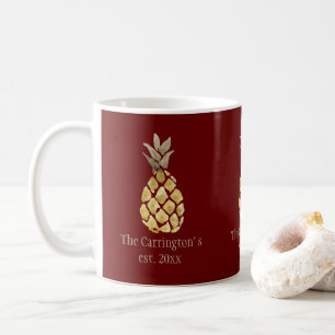 Personalized Name Pineapple Rustic Red Coffee Mug