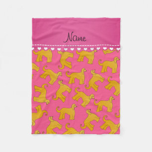 Personalized name pink afghan hound dogs fleece blanket