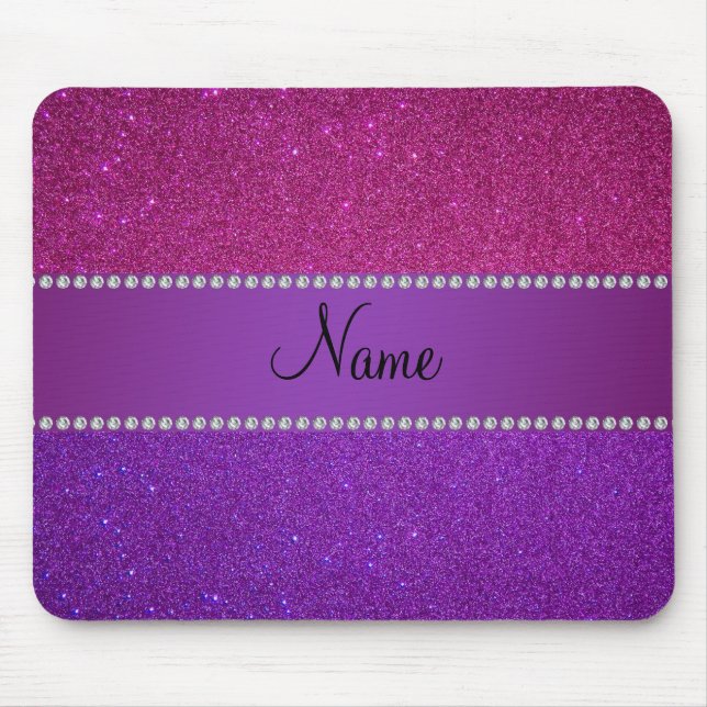 Personalized name pink and purple glitter mouse pad (Front)