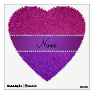 Personalized name pink and purple glitter wall decal