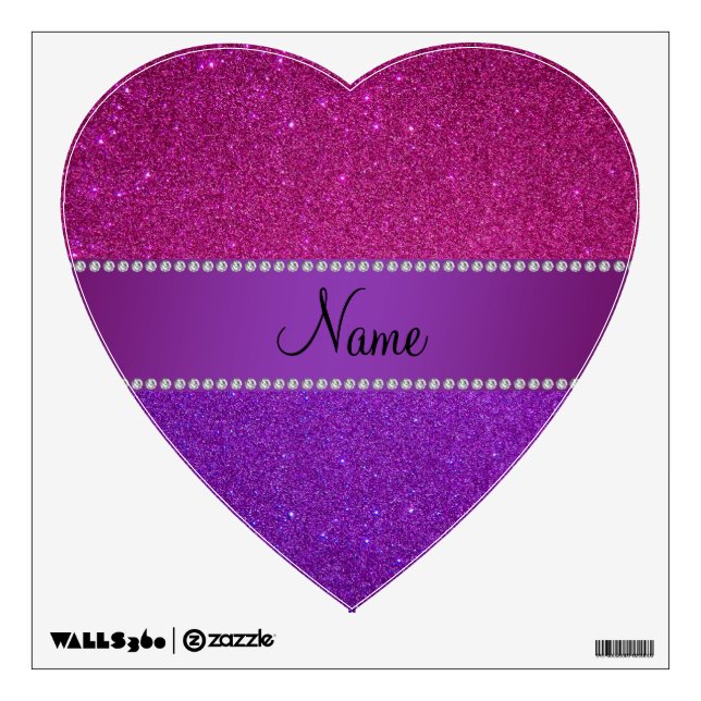 Personalized name pink and purple glitter wall decal (Front)