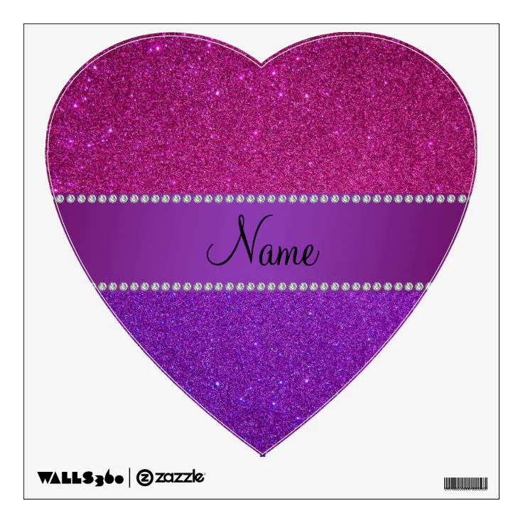 Personalized name pink and purple glitter wall decal Zazzle