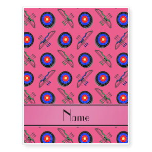 Personalized name pink archery temporary tattoos