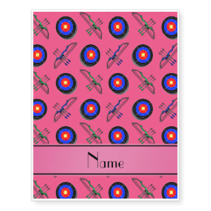 Personalized name pink archery temporary tattoos