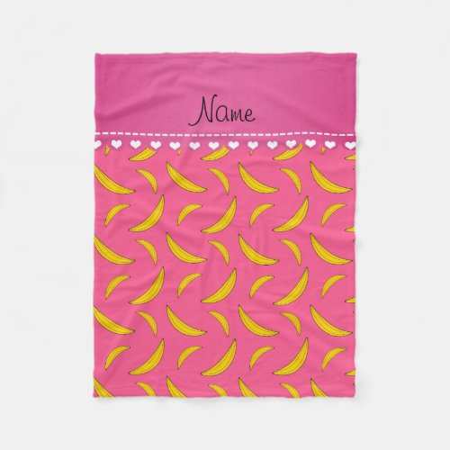 Personalized name pink bananas fleece blanket