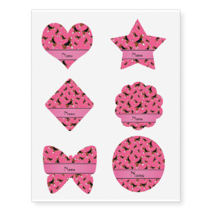 Personalized name pink beagle dog pattern temporary tattoos