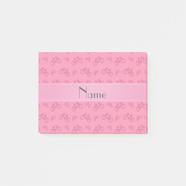 Personalized name pink bicycles post-it notes (Front)