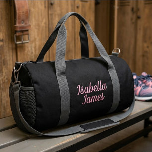 Personalized Name Pink Black Gym Bag