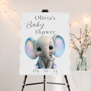 Personalized Name Pink & Blue Elephant Baby Shower Foam Board
