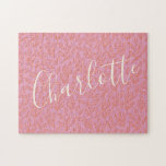 Personalized Name Pink Botanical Elegant Script Jigsaw Puzzle<br><div class="desc">Make puzzling even more special with this beautiful personalized name puzzle! Featuring an elegant handwritten script over a delicate pink botanical pattern, this puzzle is a unique and thoughtful gift for kids, teens, or anyone who loves a customized challenge. Perfect for birthdays, holidays, or as a stylish keepsake, this custom...</div>