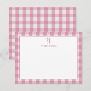 Personalized Name Pink Bow Note Card