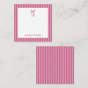 Personalized Name Pink Bow Note Card