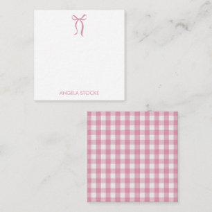 Personalized Name Pink Bow Note Card