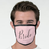 Personalized name pink bride face mask (Worn Him)
