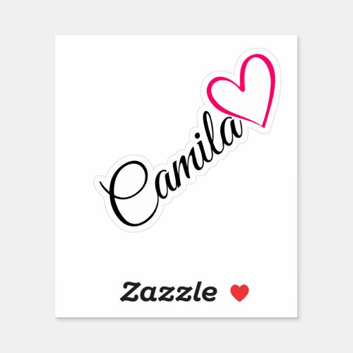 Personalized Name Pink Calligraphy Heart Text Sticker