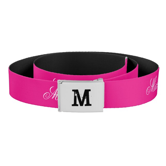 Personalized name pink canvas belt for girls (Coil)