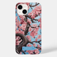 Personalized Name Pink Cherry Blossom