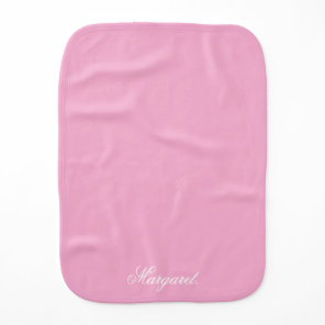 Personalized Name Pink Colored baby burp cloth