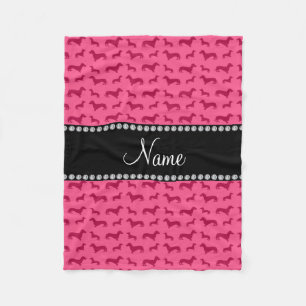 Personalized name pink dachshunds fleece blanket