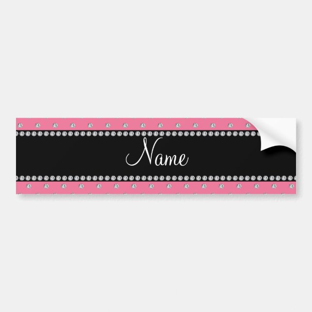 Personalized name pink diamonds bumper sticker (Front)