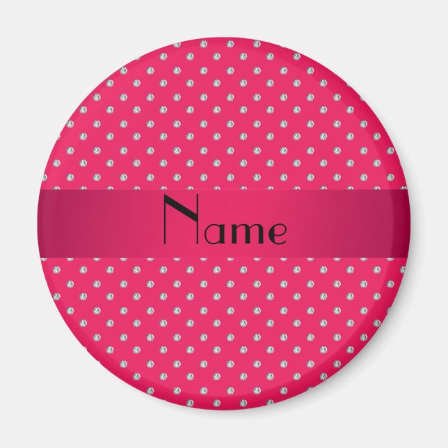 Personalized name pink diamonds magnet (Front)