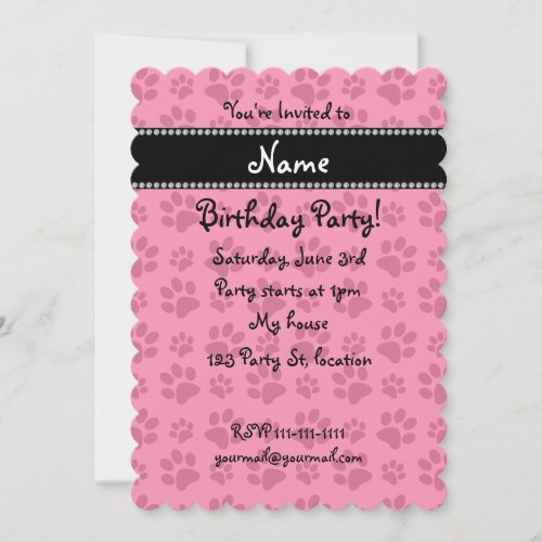 Personalized name pink dog paw prints personalized announcements